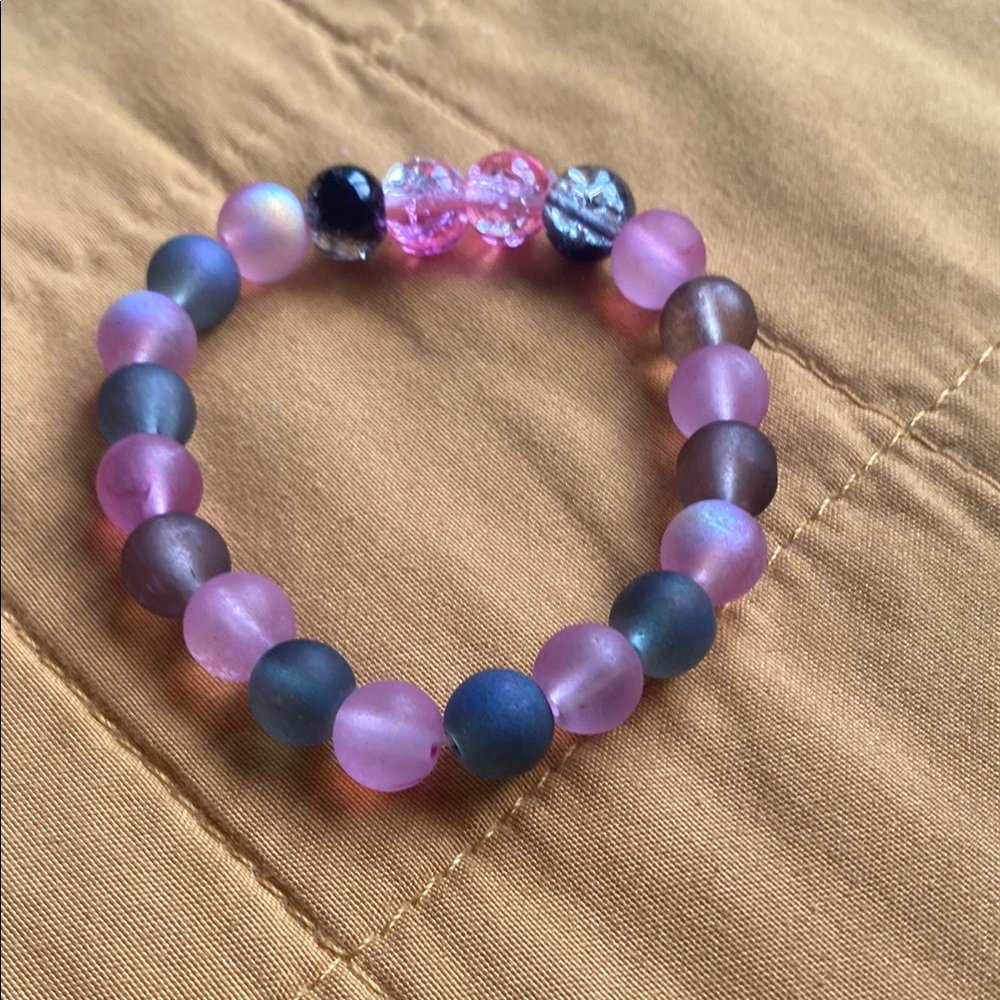 Pink and Blue Beaded Bracelet